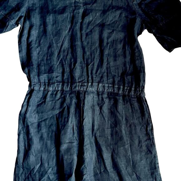 Velvet Graham & Spencer Women’s M Black Linen Jumpsuit Short Sleeve Button Front - Picture 11 of 15